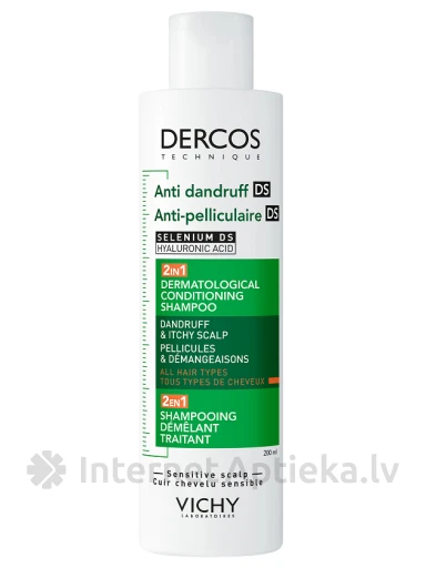 Vichy Dercos Anti-Dandruff 2in1 kondicionējošais šampūns, 200 ml | internetaptieka.lv