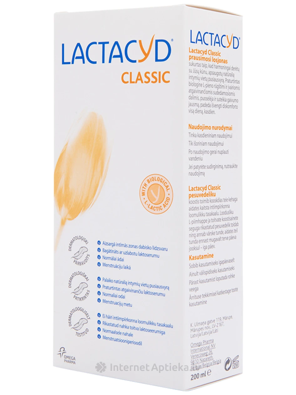 LACTACYD Classic лосьон для ежедневной интимной гигиены, 200 мл | internetaptieka.lv