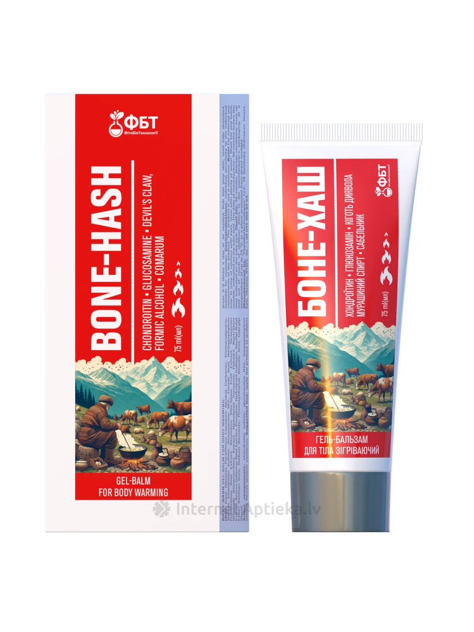 BONE-HASH разогревающий крем-бальзам для тела, 75 мл | internetaptieka.lv
