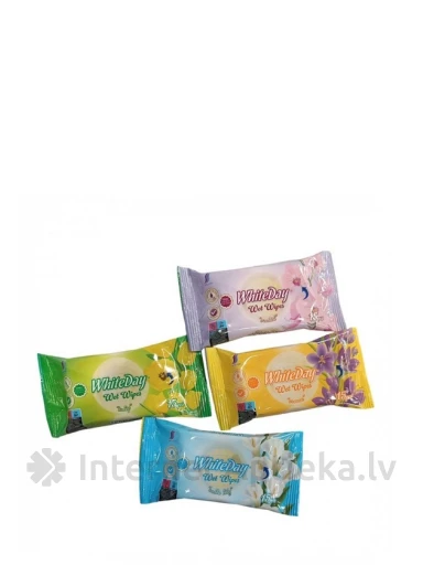 White Day Mitrās salvetes Flower mix (četri veidi), 15 gb. | internetaptieka.lv