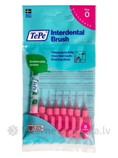 TePe Interdental Brush vahehambaharjad 0,4 mm, roosa, 8 tk | internetaptieka.lv