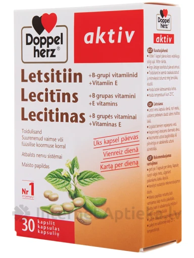Doppelherz aktiv Лецитин + витамины группы B + витамин E, 30 капсул | internetaptieka.lv