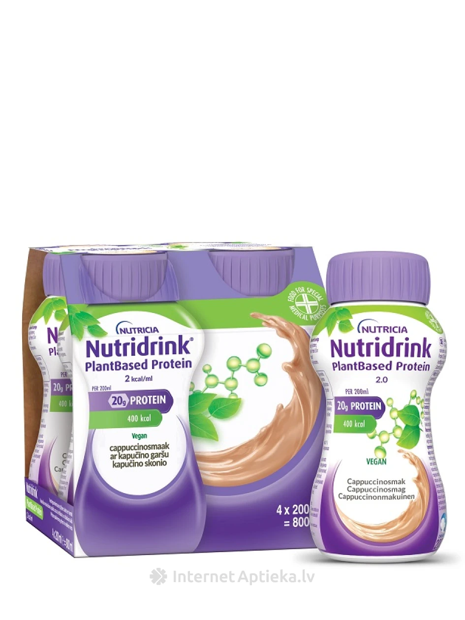 Nutricia Nutridrink® PlantBased ar kapučīno garšu, 4*200 ml | internetaptieka.lv