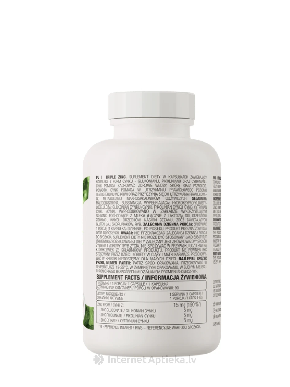 OstroVit Triple Zinc kapsulas, 90 gb. | internetaptieka.lv