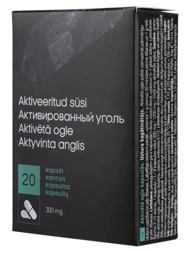 Aktiivsüsi 300 mg, 20 kapslit | internetaptieka.lv