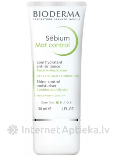 Bioderma Sébium Mat Control увлажняющий крем для комбинированной или жирной кожи, 30 мл | internetaptieka.lv
