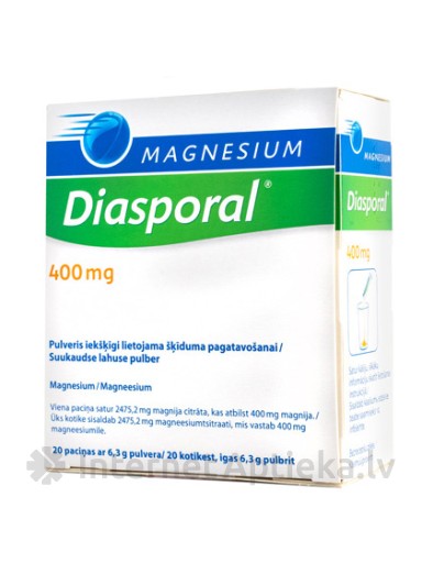 Magnesium Diasporal 400 мг гранулы (магний), апельсиновые, 20 пакетиков