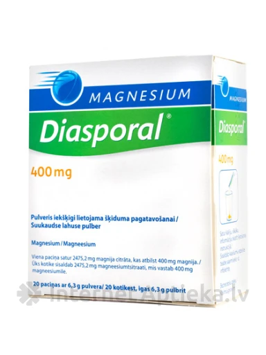 Magnesium Diasporal 400 мг гранулы (магний), апельсиновые, 20 пакетиков | internetaptieka.lv