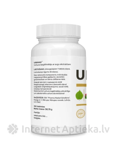 Urimax tabletes, 30 gb. | internetaptieka.lv