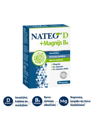NATEO D 4000 SV + Magnijs B6 kapsulās, 40 gb. | internetaptieka.lv