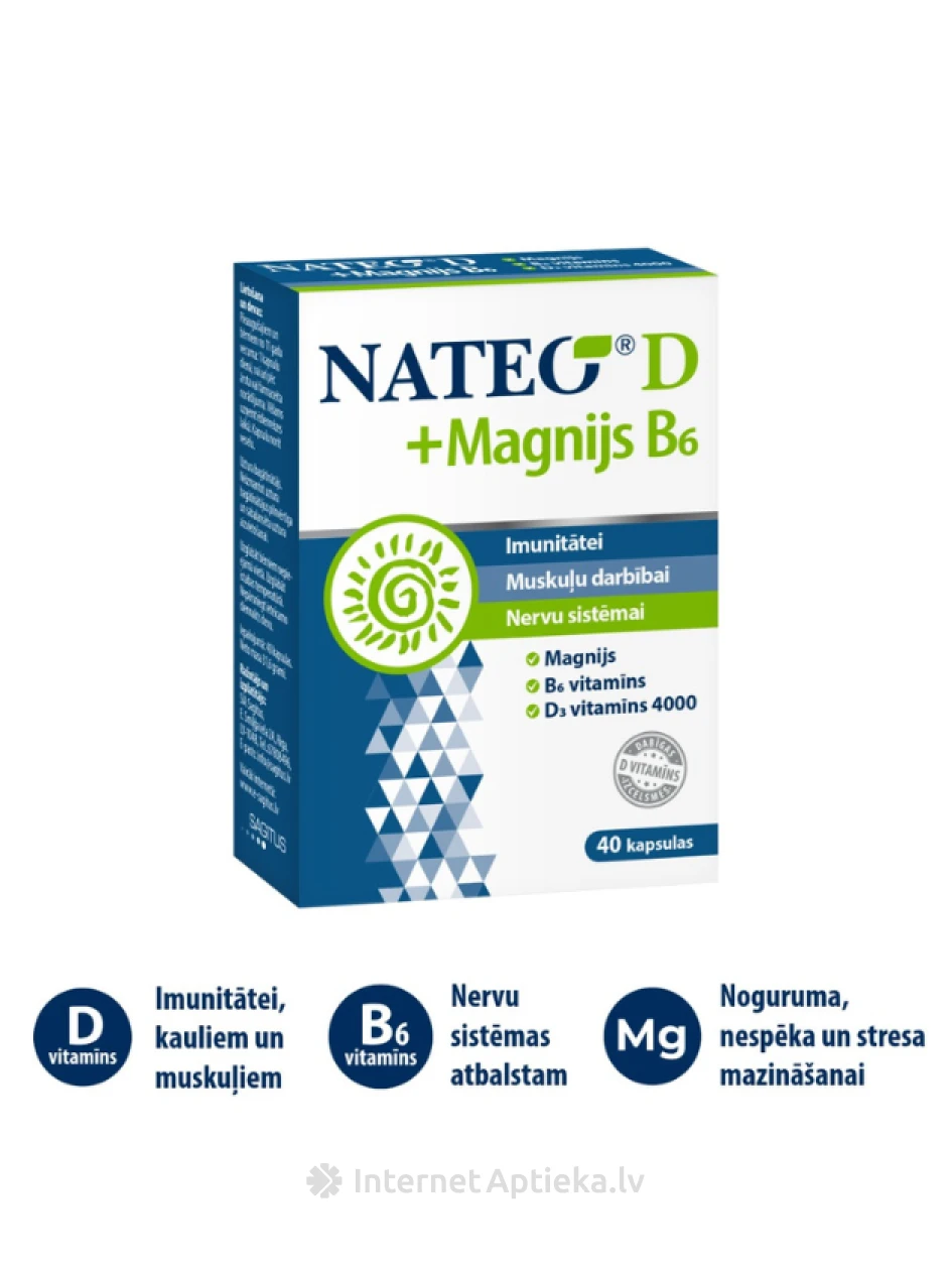 NATEO D 4000 SV + Magnijs B6 kapsulās, 40 gb. | internetaptieka.lv