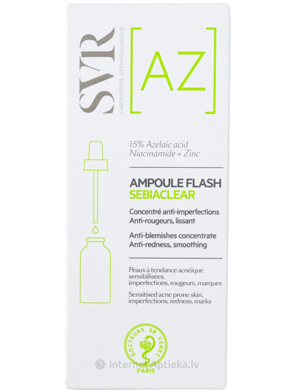 SVR SEBIACLEAR AMPOULE [AZ] FLASH kontsentreeritud näoseerum aselaiinhappega, 30 ml | internetaptieka.lv