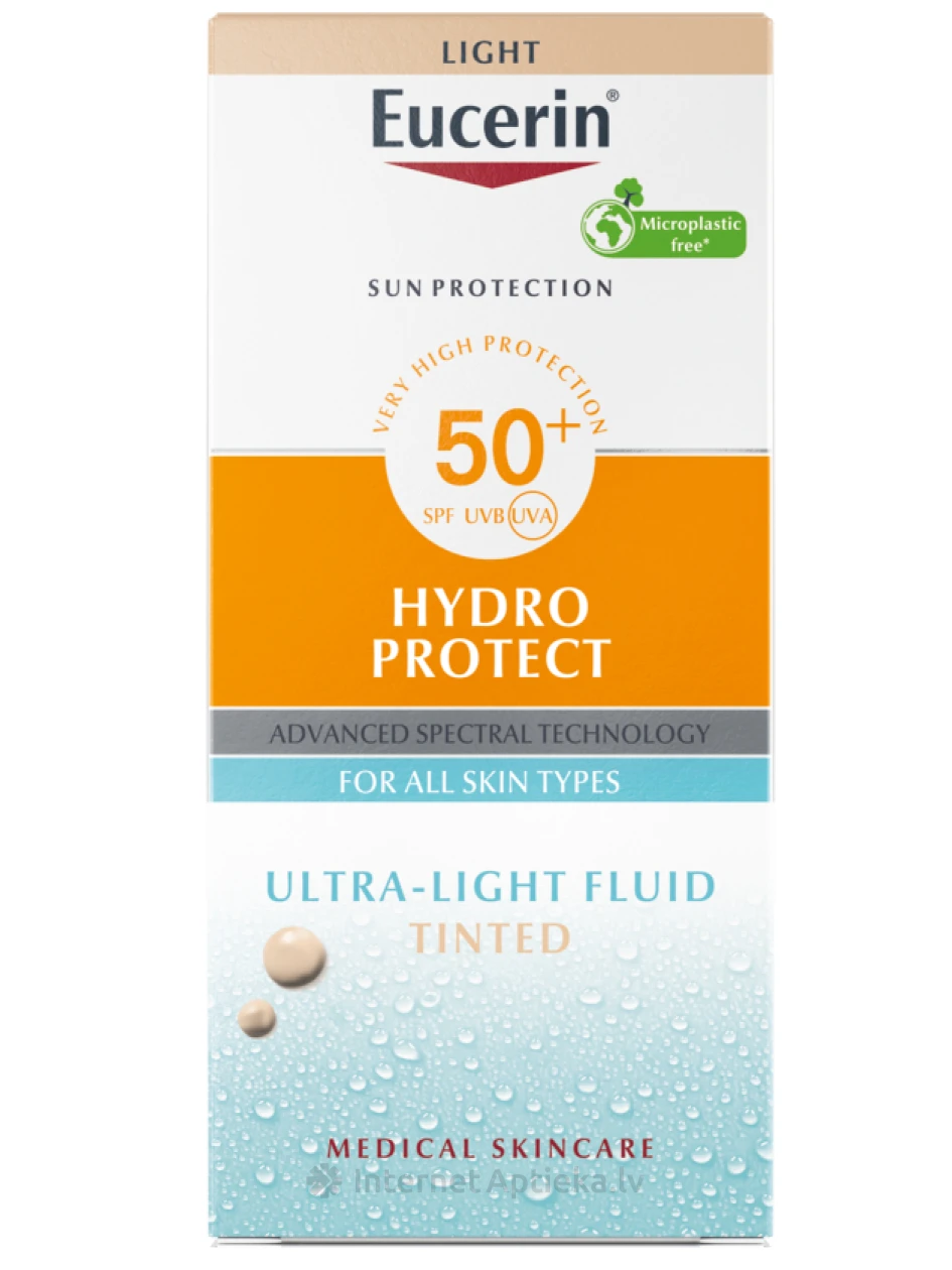 Eucerin® Sun Hydro Protect viegls fluīds ar toni sejas aizsardzībai SPF50+, 50 ml | internetaptieka.lv