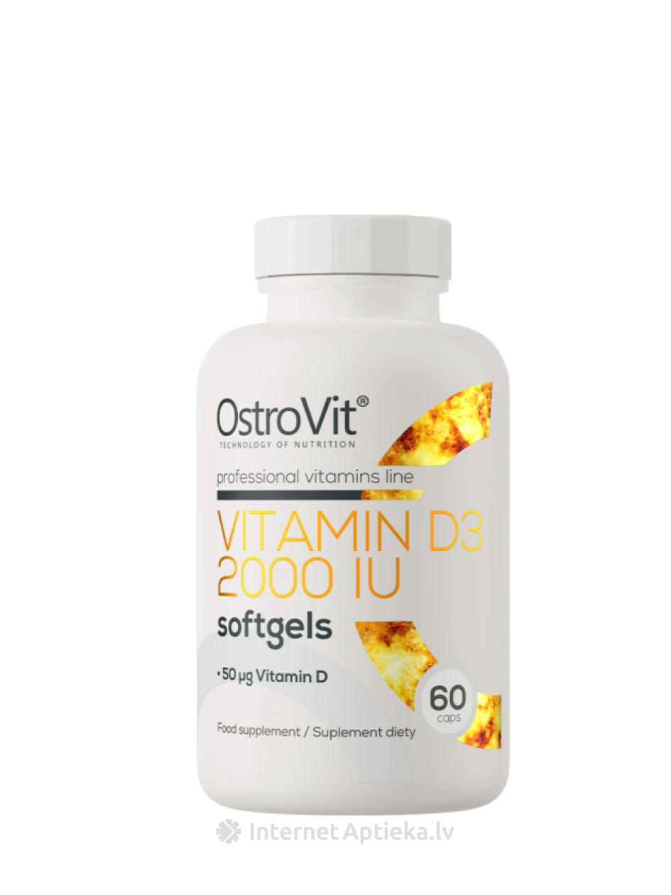 OstroVit Vitamin D3 2000 IU kapsulas, 60 gb. | internetaptieka.lv