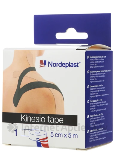 Kinesioloogiline teip Nordeplast 5 cmx5 m, must, 1 tk. | internetaptieka.lv