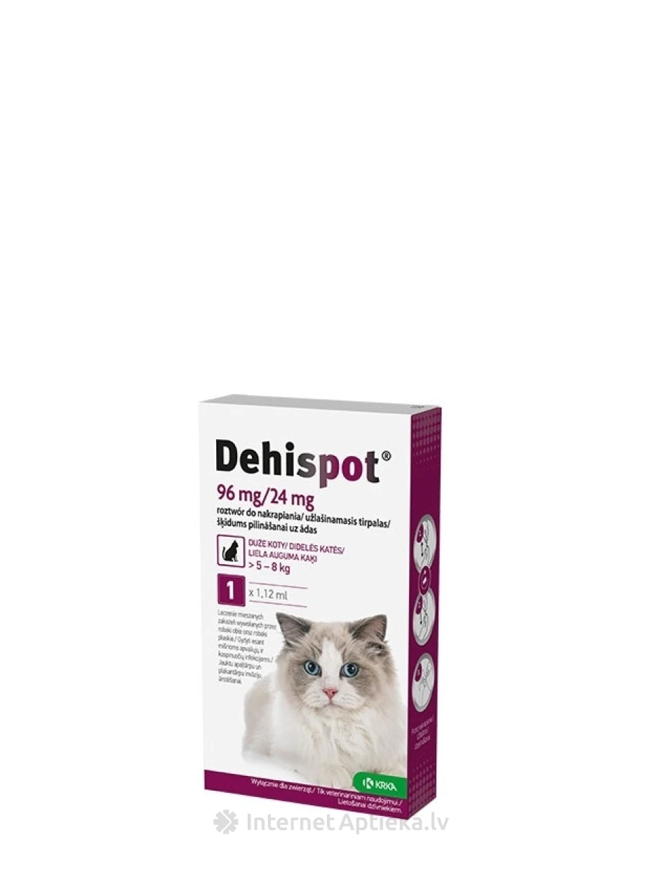 DEHISPOT 96 mg/24 mg tirpalas lašinti katėms 5-8 kg, 1.12 ml | internetaptieka.lv