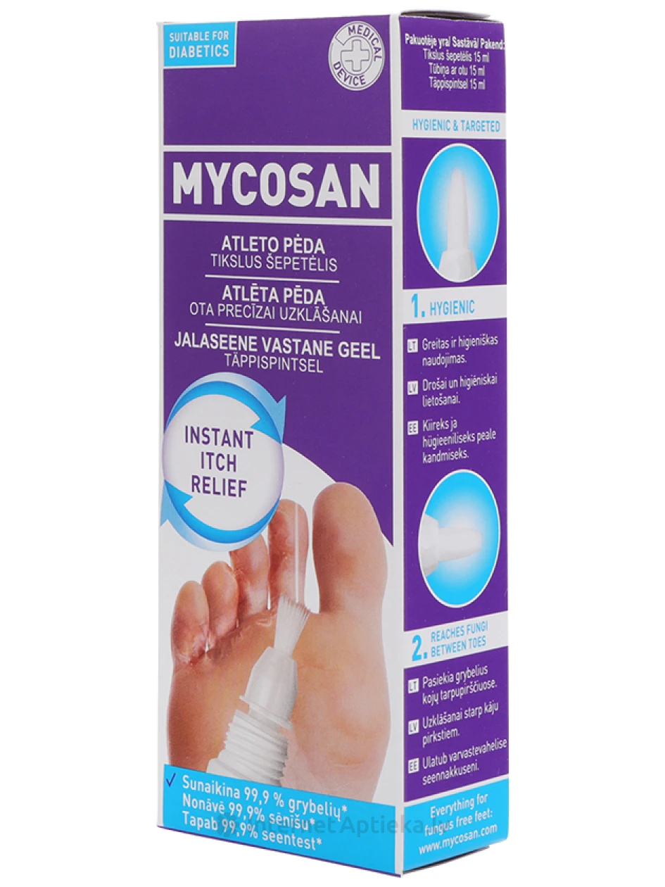 Mycosan противогрибковый гель для кожи стоп, 15 мл | internetaptieka.lv