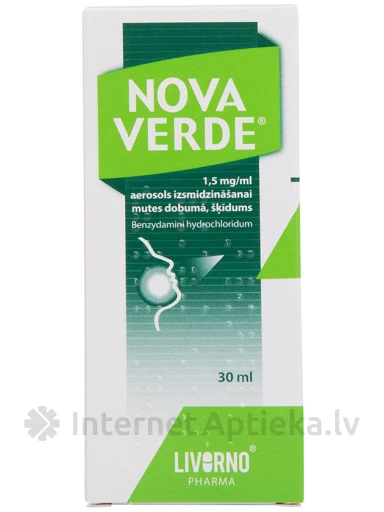 Nova Verde 1,5 mg/ml aerosols izsmidzināšanai mutes dobumā, šķīdums, 30 ml | internetaptieka.lv