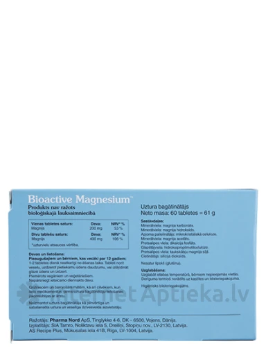 BioActive Magnesium 200 mg, 60 tabletti | internetaptieka.lv