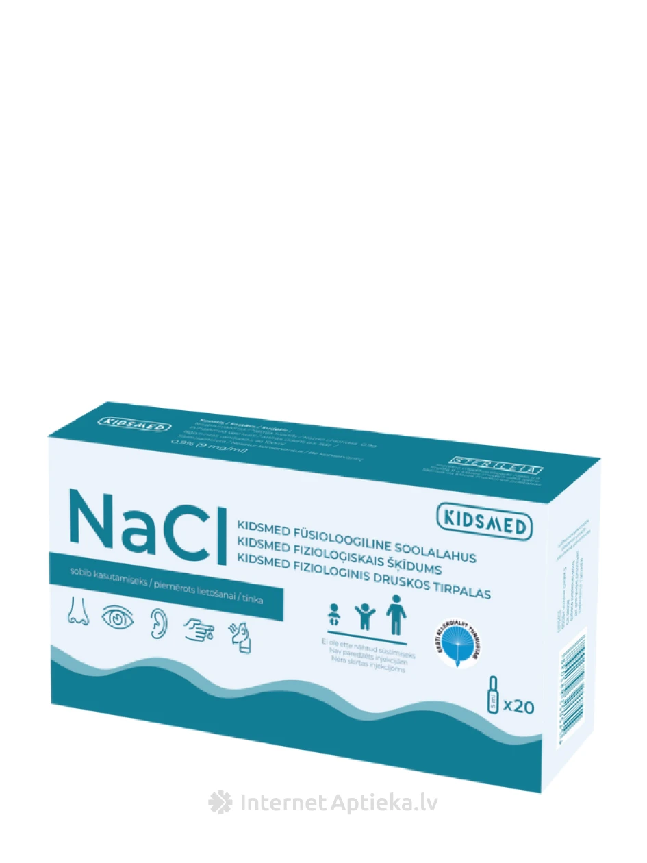 KIDSMED физиологический раствор (многофункциональный), 20*5 мл | internetaptieka.lv