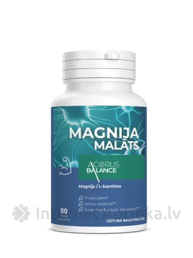 Acorus Balance magnija malāts, 80 kapsulas | internetaptieka.lv
