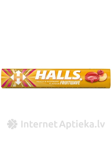 Halls fruit wave Peach&Rasberry ledenes, 45 g | internetaptieka.lv