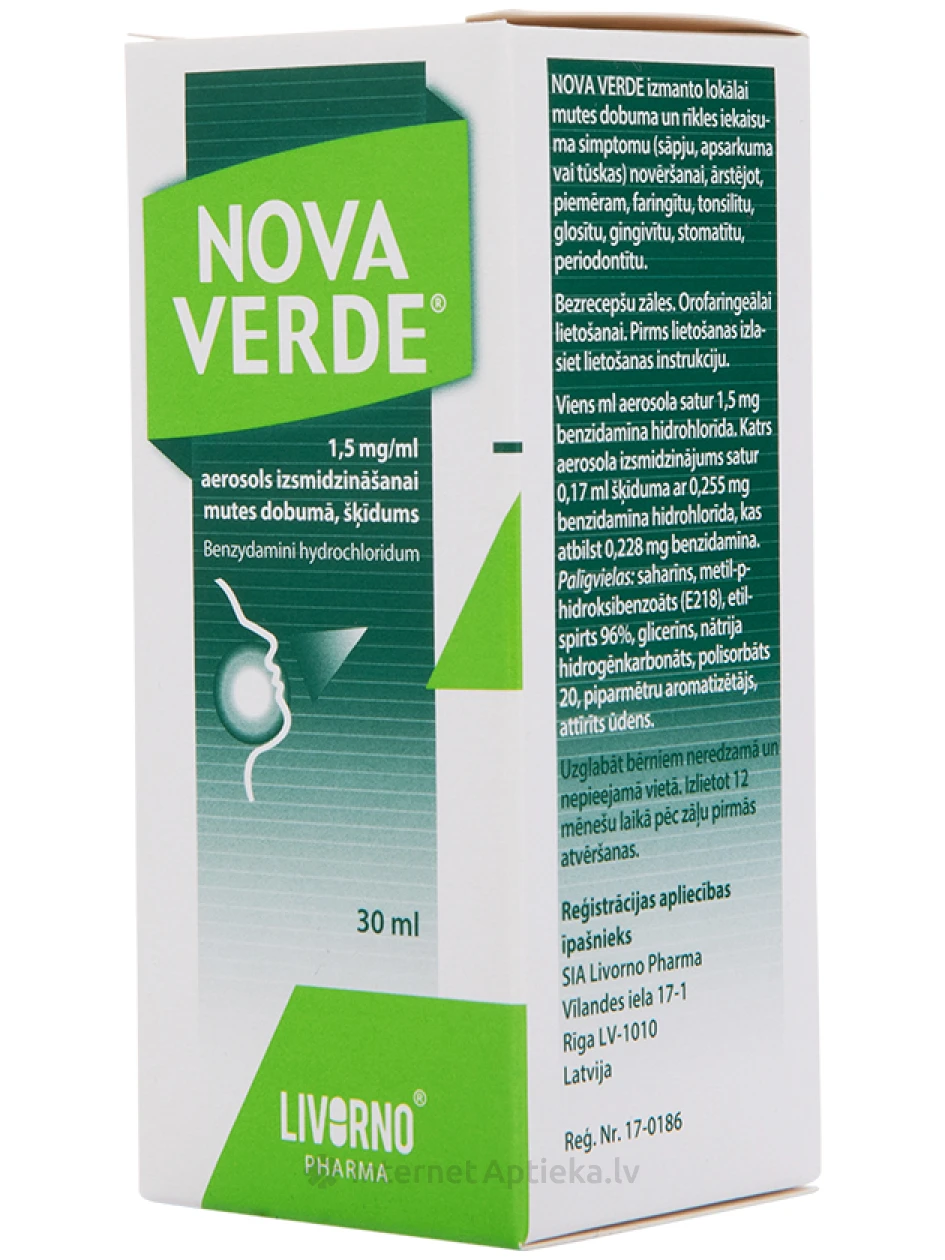 Nova Verde 1,5 mg/ml suusprei, lahus, 30 ml | internetaptieka.lv