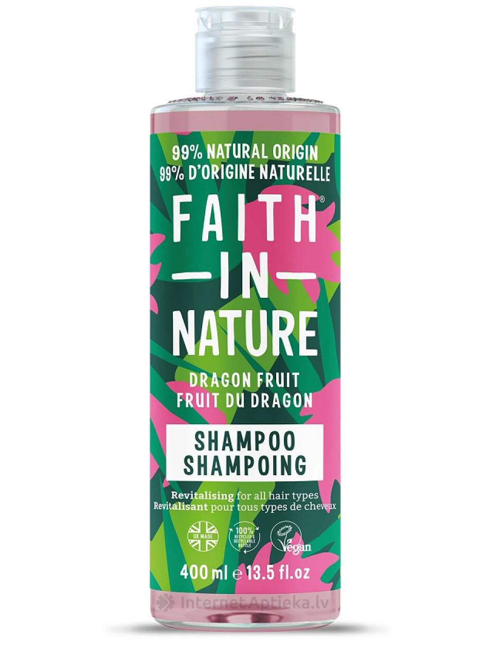 Faith In Nature Dragon Fruit atjaunojošs šampūns ar augļu ekstraktu, 400 ml | internetaptieka.lv