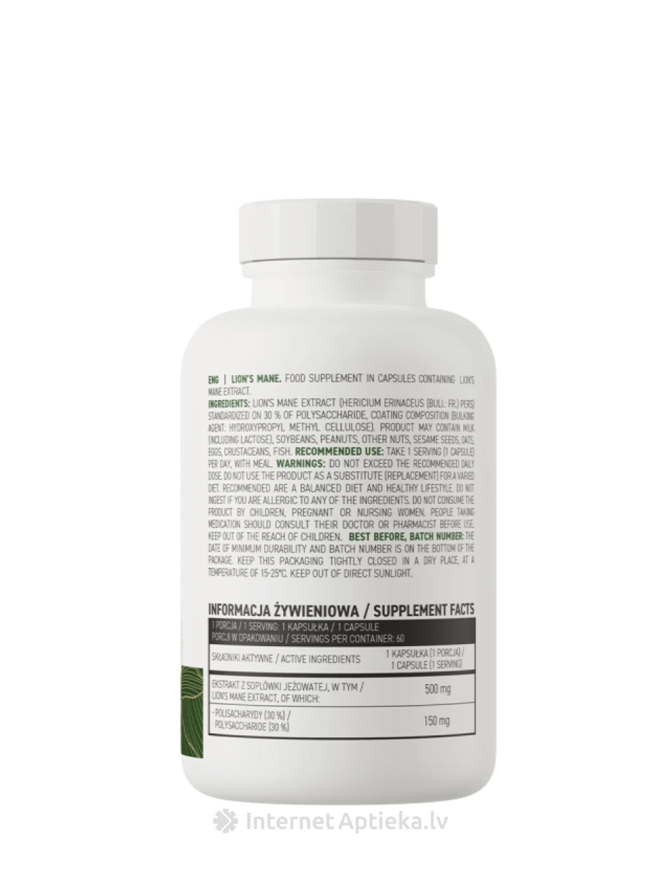 OstroVit Lion's Mane VEGE kapsulas, 60 gb. | internetaptieka.lv