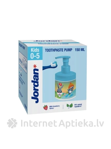 JORDAN Kids zobu pasta ar dozatoru 0-5 gadi, 150 ml | internetaptieka.lv