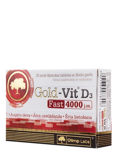 Olimp Labs Gold - Vit D3 4000IU сосательные таблетки со вкусом яблока, 30 таблеток | internetaptieka.lv