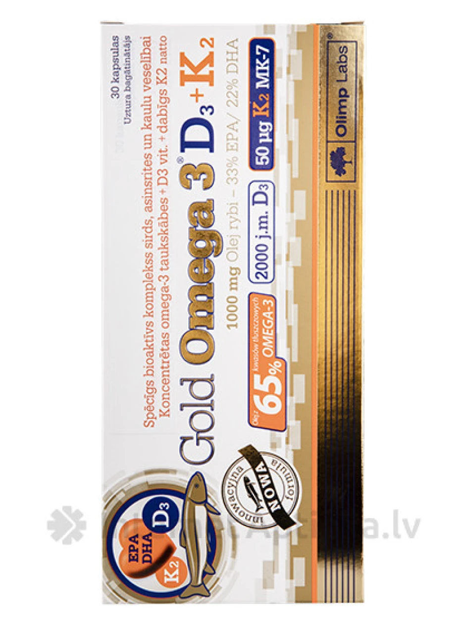 Olimp Labs Gold Omega 3 D3+K2, 30 kapsulas | internetaptieka.lv