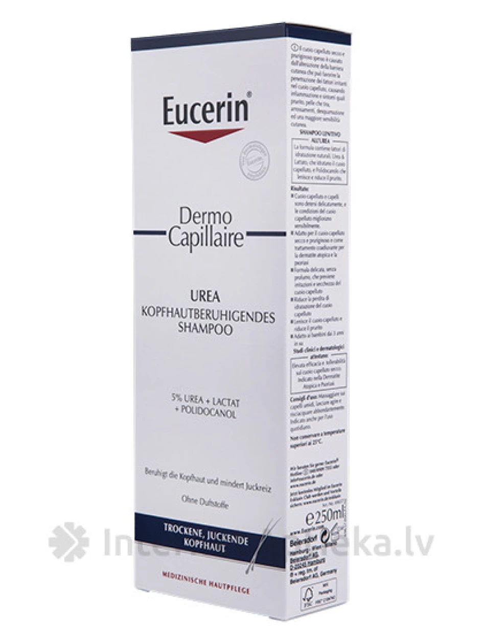 Eucerin Dermo Capillaire Urea 5% šampūns saudzējošs, 250 ml | internetaptieka.lv