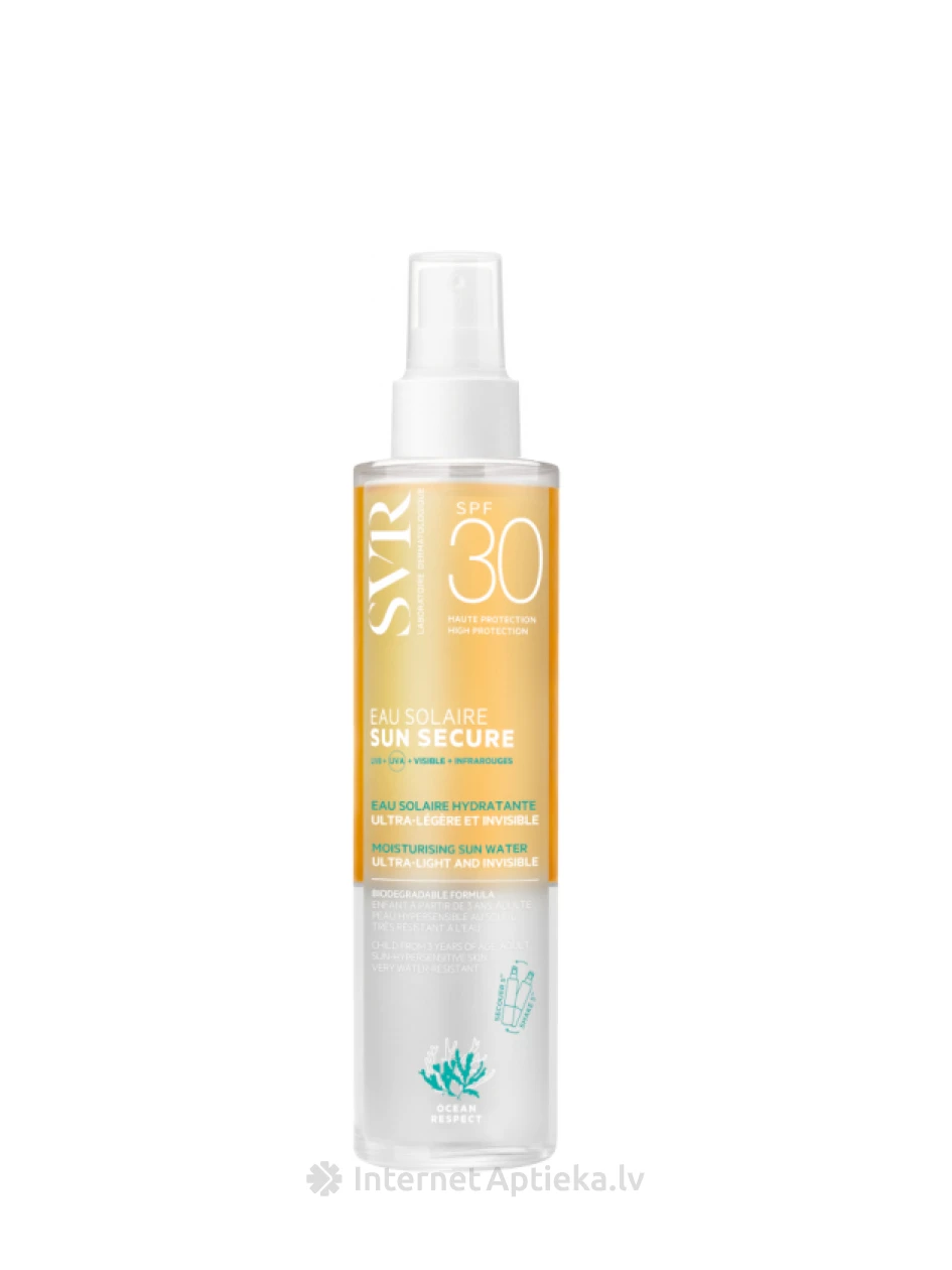 SVR SUN SECURE EAU SOLAIRE двухфазная солнцезащитная вода SPF30, 200 мл | internetaptieka.lv