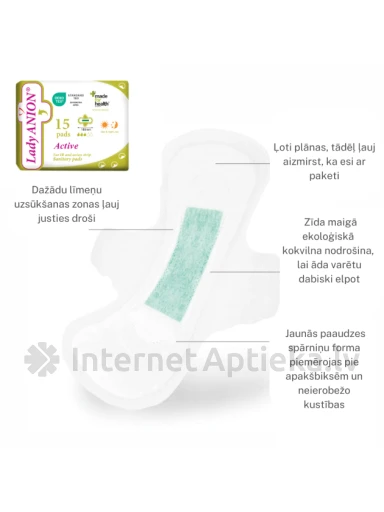 Lady Anion Active hügieenipaketid 180MM, 15 tk. | internetaptieka.lv