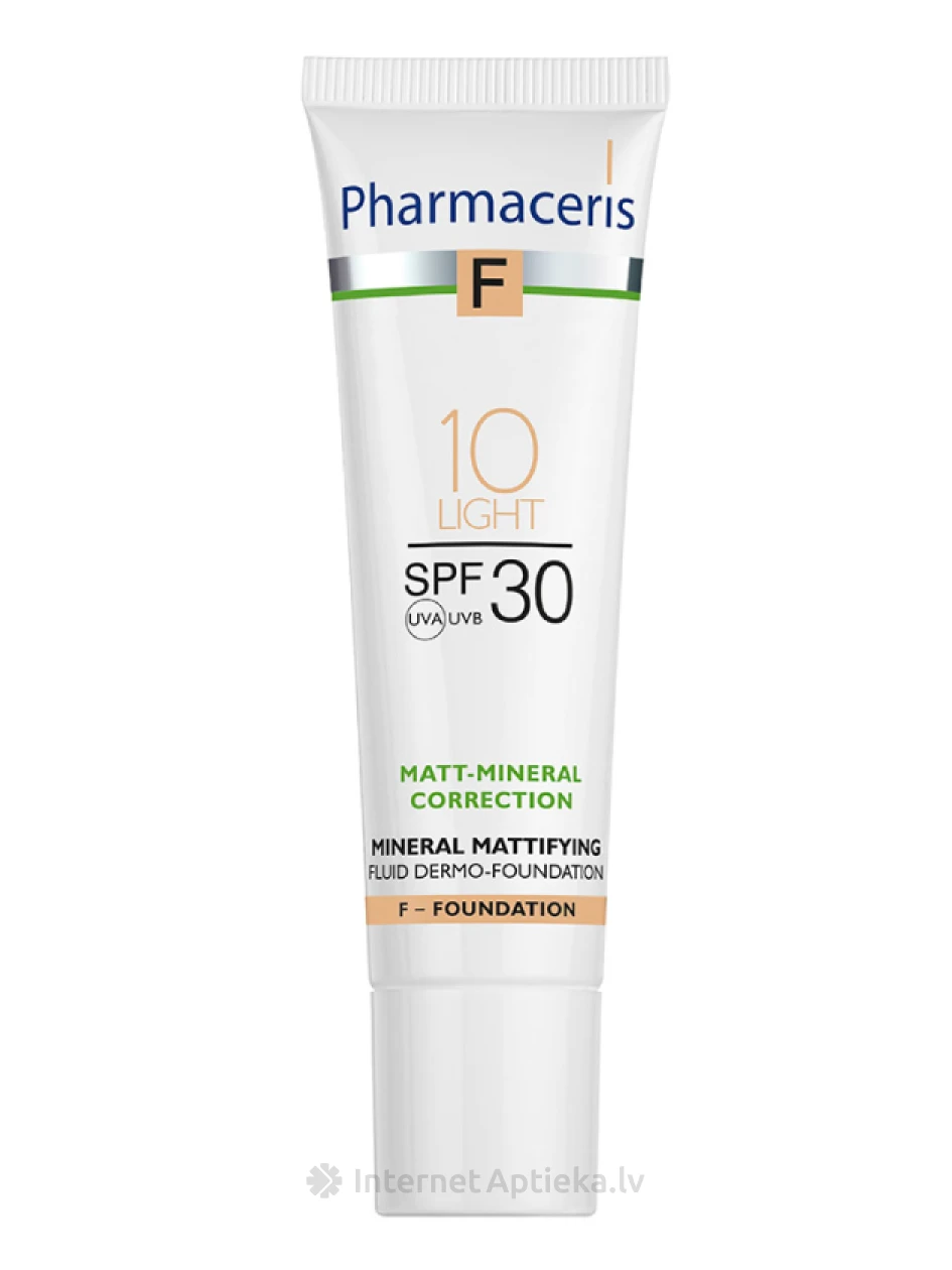 PHARMACERIS F Minerāls matējošs tonālais krēms SPF30 10 light, 30ml | internetaptieka.lv