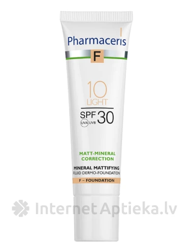 PHARMACERIS F Minerāls matējošs tonālais krēms SPF30 10 light, 30ml | internetaptieka.lv