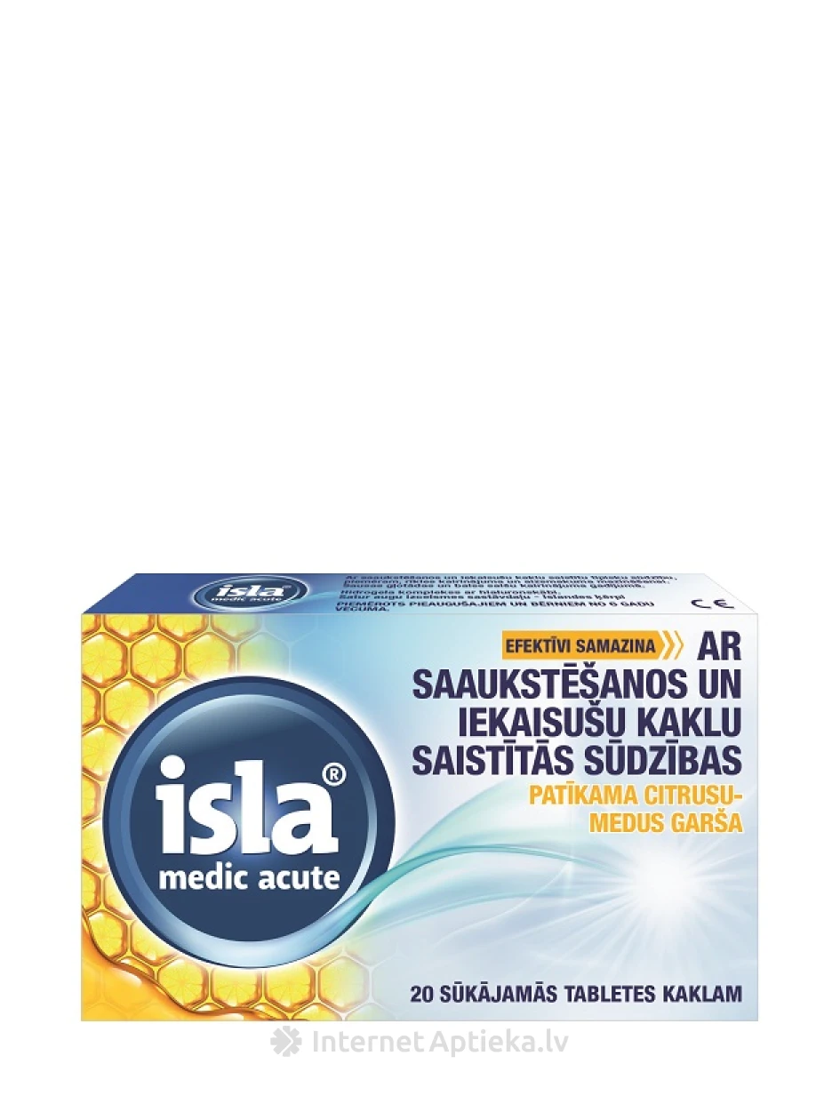 Isla Medic острый со вкусом цитрусов и меда, 20  пастилок | internetaptieka.lv