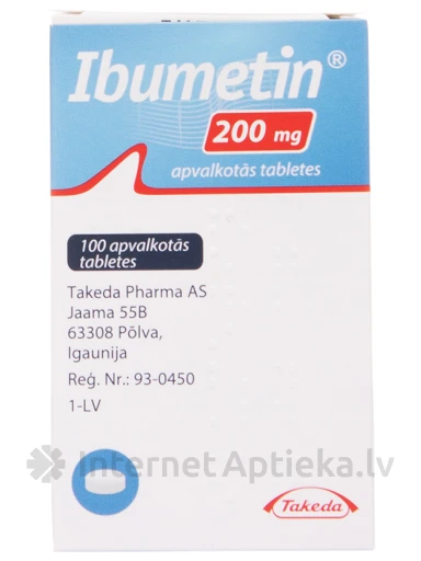 Ibumetin 200 mg, 100 apvalkotās tabletes | internetaptieka.lv