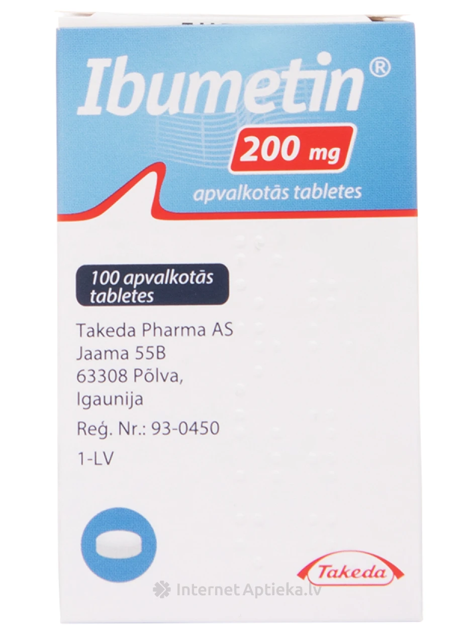 Ibumetiin 200 mg, 100 kaetud tabletti | internetaptieka.lv