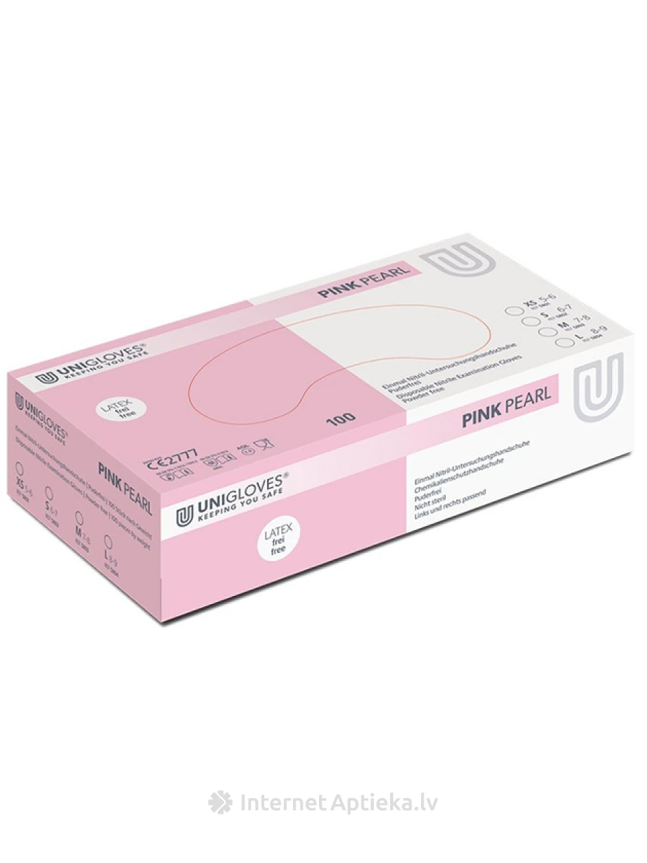 Нитриловые перчатки неопудренные, размер L, розовые, 100 шт. | internetaptieka.lv