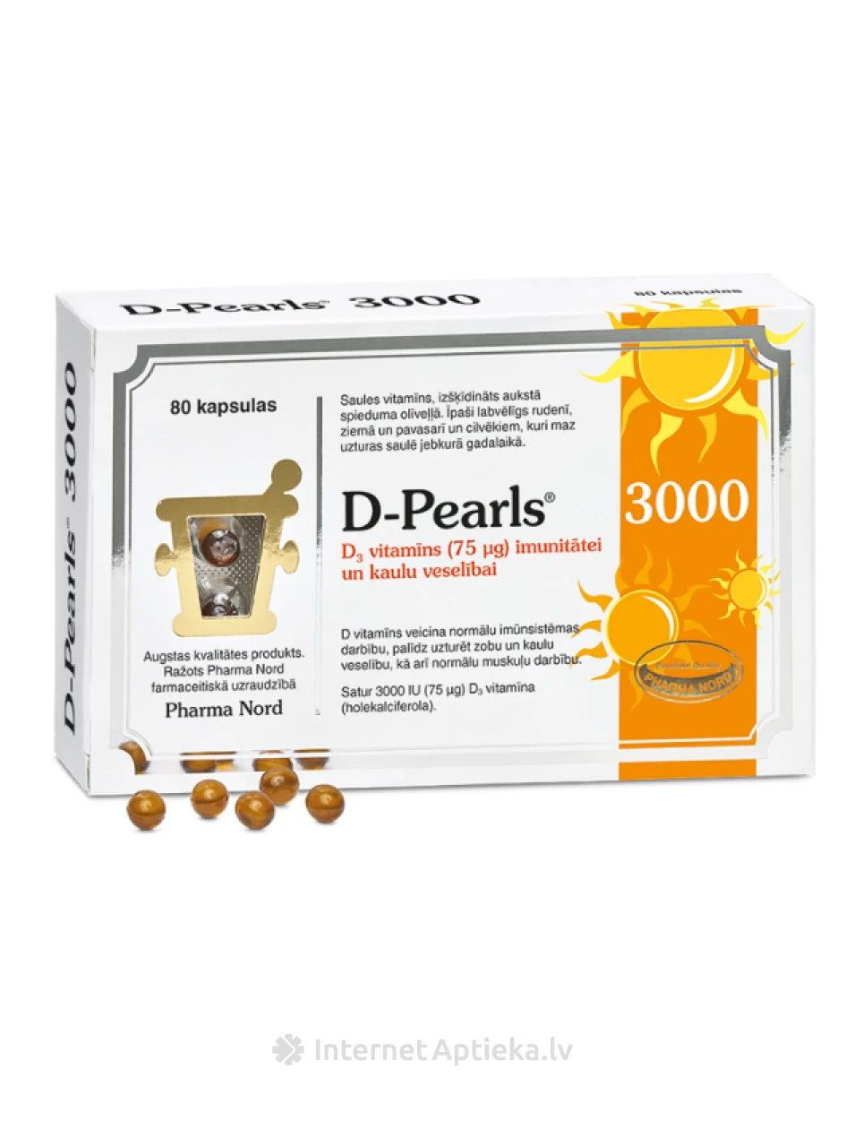 D-Pearls 3000, 80 kapsulas | internetaptieka.lv