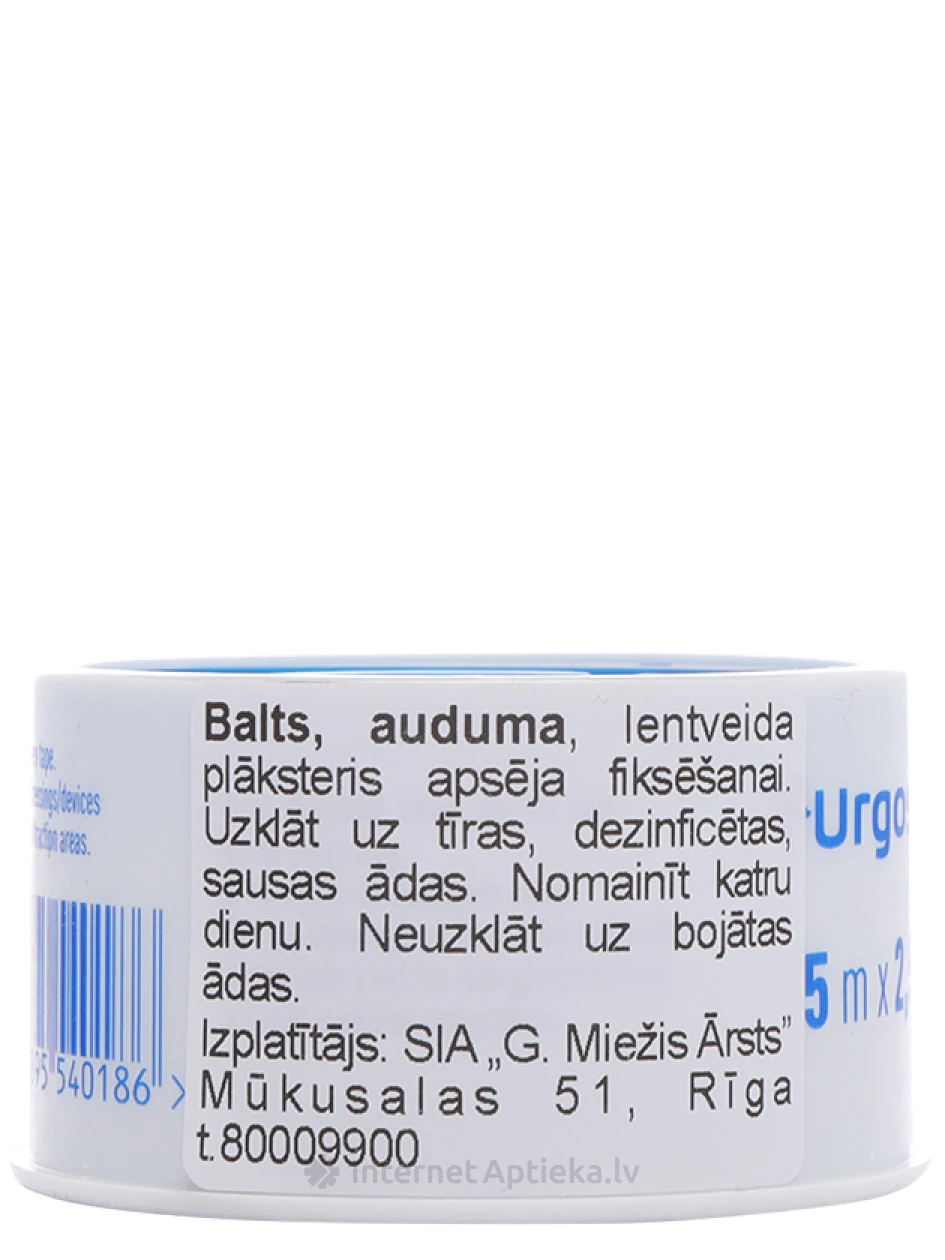 Urgo Syval balts auduma plāksteris 5 m x 2.5 cm, 1 gb. | internetaptieka.lv