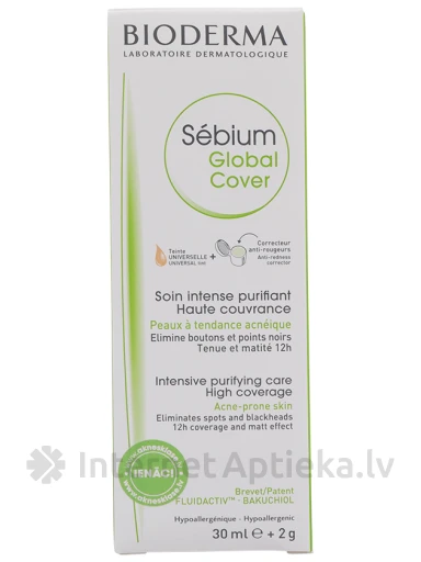 Bioderma Sébium Global Cover ādas aprūpes līdzeklis, 30 ml | internetaptieka.lv