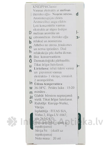 Kneipp melisas vannas ekstrakts, 20 ml | internetaptieka.lv