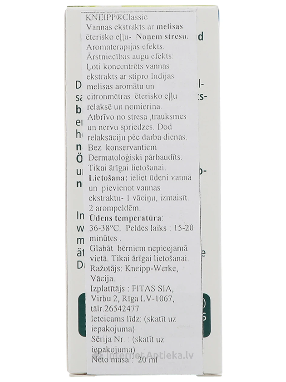 Kneipp melissi vanniekstrakt, 20 ml | internetaptieka.lv