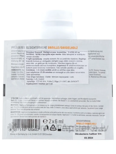 Dresdner Essenz Sandalwood + Vanilla näomask, 2x6 ml | internetaptieka.lv