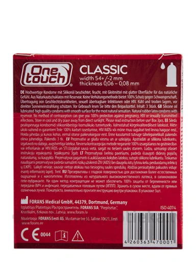 One Touch Classic презервативы, 3 шт. | internetaptieka.lv