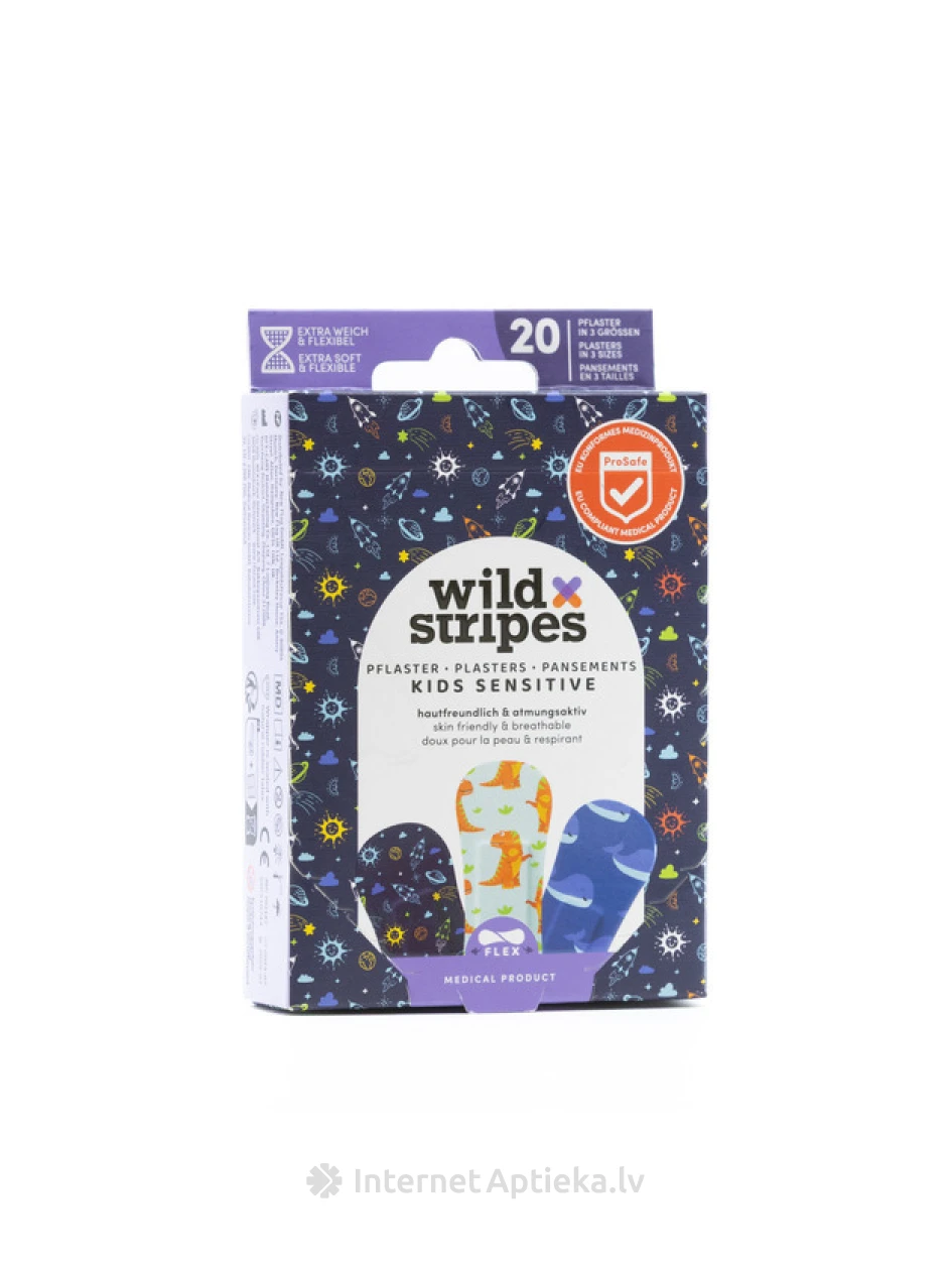 Wild Stripes Kids Sensitive Space Пластыри, 20 шт | internetaptieka.lv
