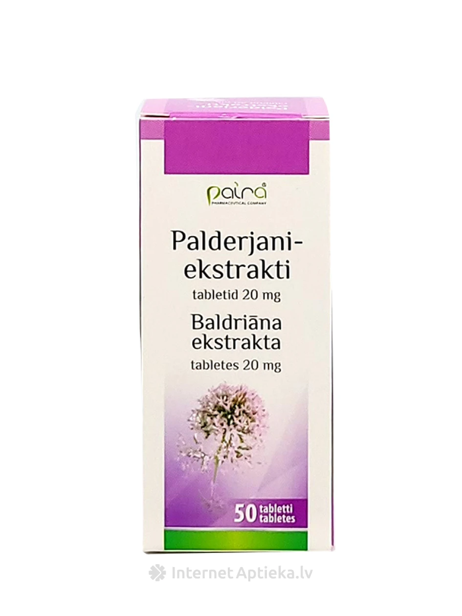 Baldriāna ekstrakts 20 mg, 50 tabletes | internetaptieka.lv